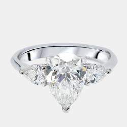 مملوكة مسبقًا 2.5 cts Pear Lab Grown Diamonds 18k White Gold Ring Size 54
