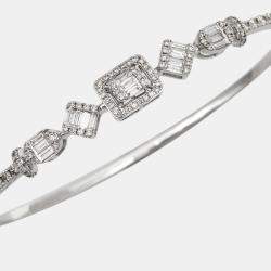 Classy Baguette and Round Diamonds 1.31 ct 18k White Gold Bracelet 16.5