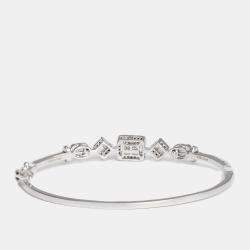 Classy Baguette and Round Diamonds 1.31 ct 18k White Gold Bracelet 16.5