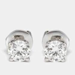 Daily Wear Elegant Solitaire Diamonds (0.60 ct) 18k White Gold Stud Earrings