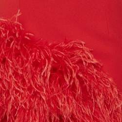 The New Arrivals By Ilkyaz Ozel Red Crepe Fur Trim Giselle In Pedro Dress S
