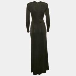 Pre Owned The New Arrivals By Ilkyaz Ozel Black Lurex Jersey Ruche Maxi Dress S