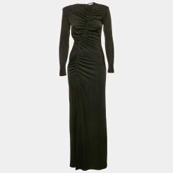 Pre Owned The New Arrivals By Ilkyaz Ozel Black Lurex Jersey Ruche Maxi Dress S