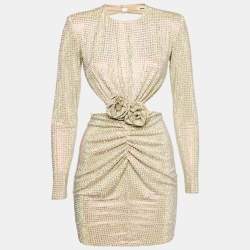 Pre Owned The New Arrivals By Ilkyaz Ozel Beige Crystal Embellished Open Back Mini Dress XS