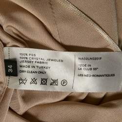 Pre Owned The New Arrivals By Ilkyaz Ozel Beige Crystal Embellished Open Back Mini Dress XS