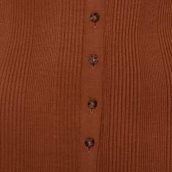 The Range Brown Rib Knit Button Front Midi Dress M
