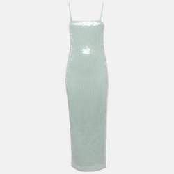 Pre Owned The Robe Blue Sequin Midi Slip Dress M