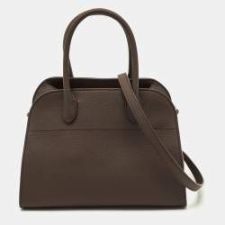 Pre Owned The Row Soft Margaux 10 Deep Brown Leather Top Handle Bag