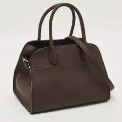 Pre Owned The Row Soft Margaux 10 Deep Brown Leather Top Handle Bag