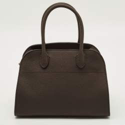 Pre Owned The Row Soft Margaux 10 Deep Brown Leather Top Handle Bag