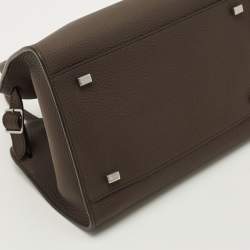 Pre Owned The Row Soft Margaux 10 Deep Brown Leather Top Handle Bag