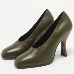 The Row Army Green Leather Jade Pumps Size 36