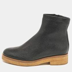 The Row Black Leather Boris Ankle Length Boots Size 37