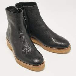 The Row Black Leather Boris Ankle Length Boots Size 37