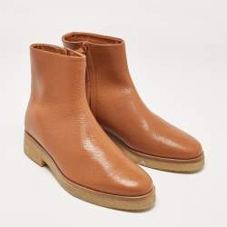 The Row Brown Leather Boris Ankle Length Boots Size 40