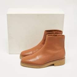 The Row Brown Leather Boris Ankle Length Boots Size 40