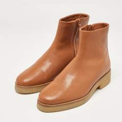 The Row Brown Leather Boris Ankle Length Boots Size 40