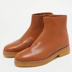 The Row Tan Leather Boris Ankle Boots Size 38