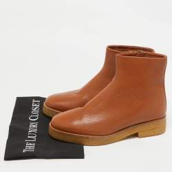 The Row Tan Leather Boris Ankle Boots Size 38