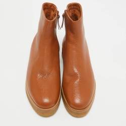 The Row Tan Leather Boris Ankle Boots Size 38