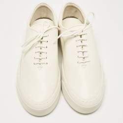 The Row White Leather Marie H Low Top Sneakers Size 38.5