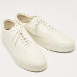 The Row White Leather Marie H Low Top Sneakers Size 38.5