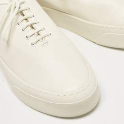 The Row White Leather Marie H Low Top Sneakers Size 38.5
