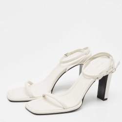 The Row White Leather Ankle Strap Sandals Size 38