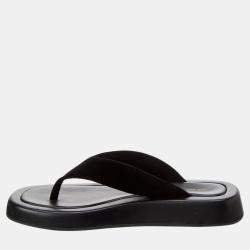 The Row Black velvet sandals