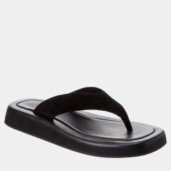 The Row Black velvet sandals