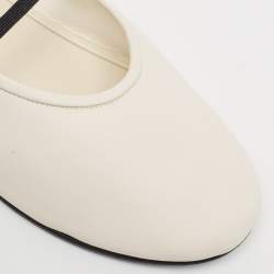 The Row Off White Leather Elastic Ballet Flats Size 35.5