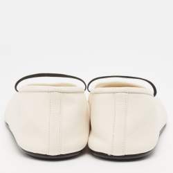 The Row Off White Leather Elastic Ballet Flats Size 35.5