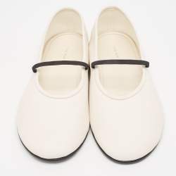 The Row Off White Leather Elastic Ballet Flats Size 35.5