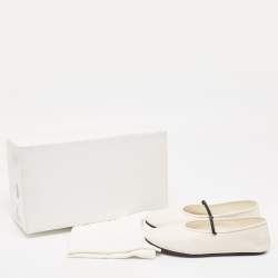 The Row Off White Leather Elastic Ballet Flats Size 35.5