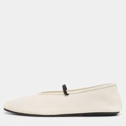 The Row Off White Leather Elastic Ballet Flats Size 35.5