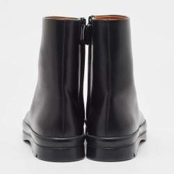 The Row Black Leather Boris Ankle Boots Size 40