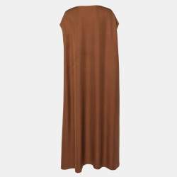 The Row Brown Silk Sleeveless Midi Dress S