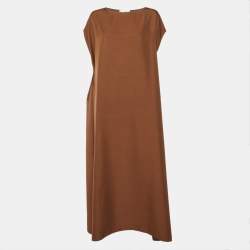 The Row Brown Silk Sleeveless Midi Dress S