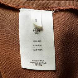 The Row Brown Silk Sleeveless Midi Dress S