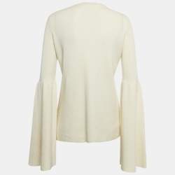 The Row Cream Cashmere and Silk Full Sleeve Sweater M