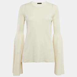 The Row Cream Cashmere and Silk Full Sleeve Sweater M