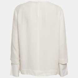 Pre Owned The Row White Crepe Long Sleeve Blouse M