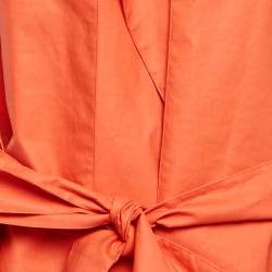 Pre Owned THE ROW Orange Coated Linen Blend Detachable Hood Belted Badva Trench Coat S
