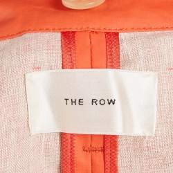 Pre Owned THE ROW Orange Coated Linen Blend Detachable Hood Belted Badva Trench Coat S