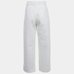 Pre Owned بنطلون جينز ذا رو أبيض مرتفع الخصر دينم بحجم الخصر 31 بوصة موديل متوسط الحجم