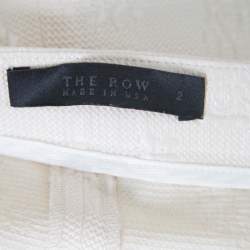 Pre Owned The Row Cream Floral Embossed Jacquard High Waist Trousers S