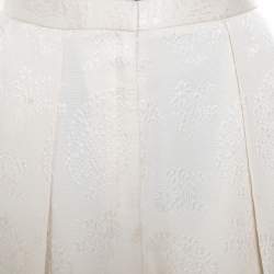 Pre Owned The Row Cream Floral Embossed Jacquard High Waist Trousers S