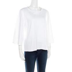 Pre Owned The Row White Cotton Jersey Bell Sleeve T-Shirt M