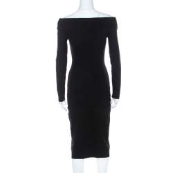 Pre Owned The Row Black Stretch Knit Off Shoulder Nania Dress XS