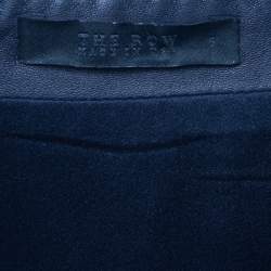 The Row Navy Blue Leather Zip Detail Short Skirt M
